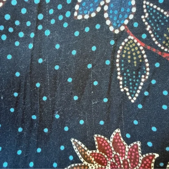 FARM Rio Blue Floral Dot Print Satin Maxi Dress - Long Sleeve, Size S - Picture 16 of 16